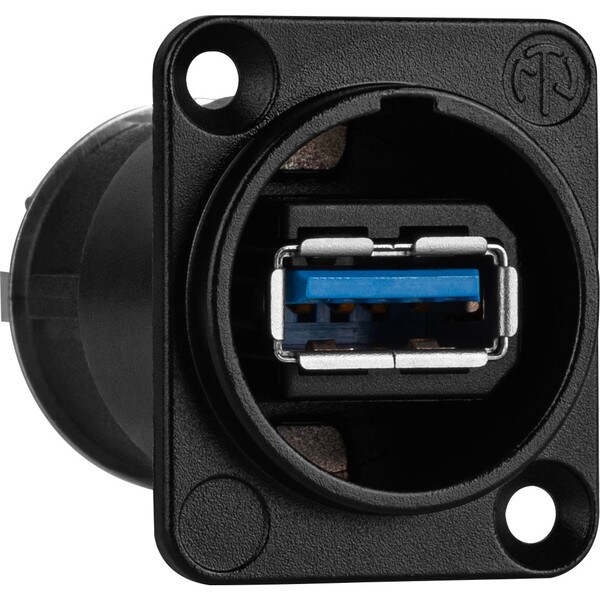 Main product image for Neutrik NAUSB3-B Feed-thru Reversible 3.0 USB A/B Adapter D Panel Mount Black092-276